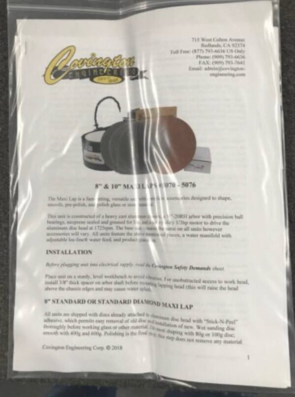 NEW Covington Engineering PERFECT MAXI LAP 8 inch Flat Lap - Image 3