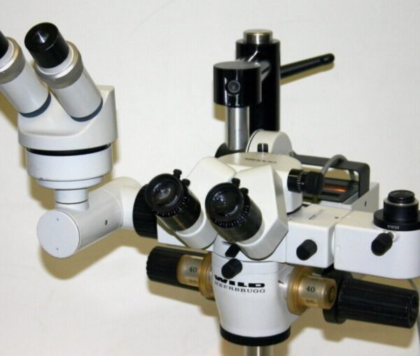 WILD HEERBRUGG TABLE TOP OPERATING SURGICAL MICROSCOPE, MODEL M650 CAMERA MOUNT