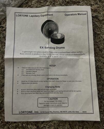 LORTONE Lapidary Equipment 6" Sanding Drum NOS - Image 4